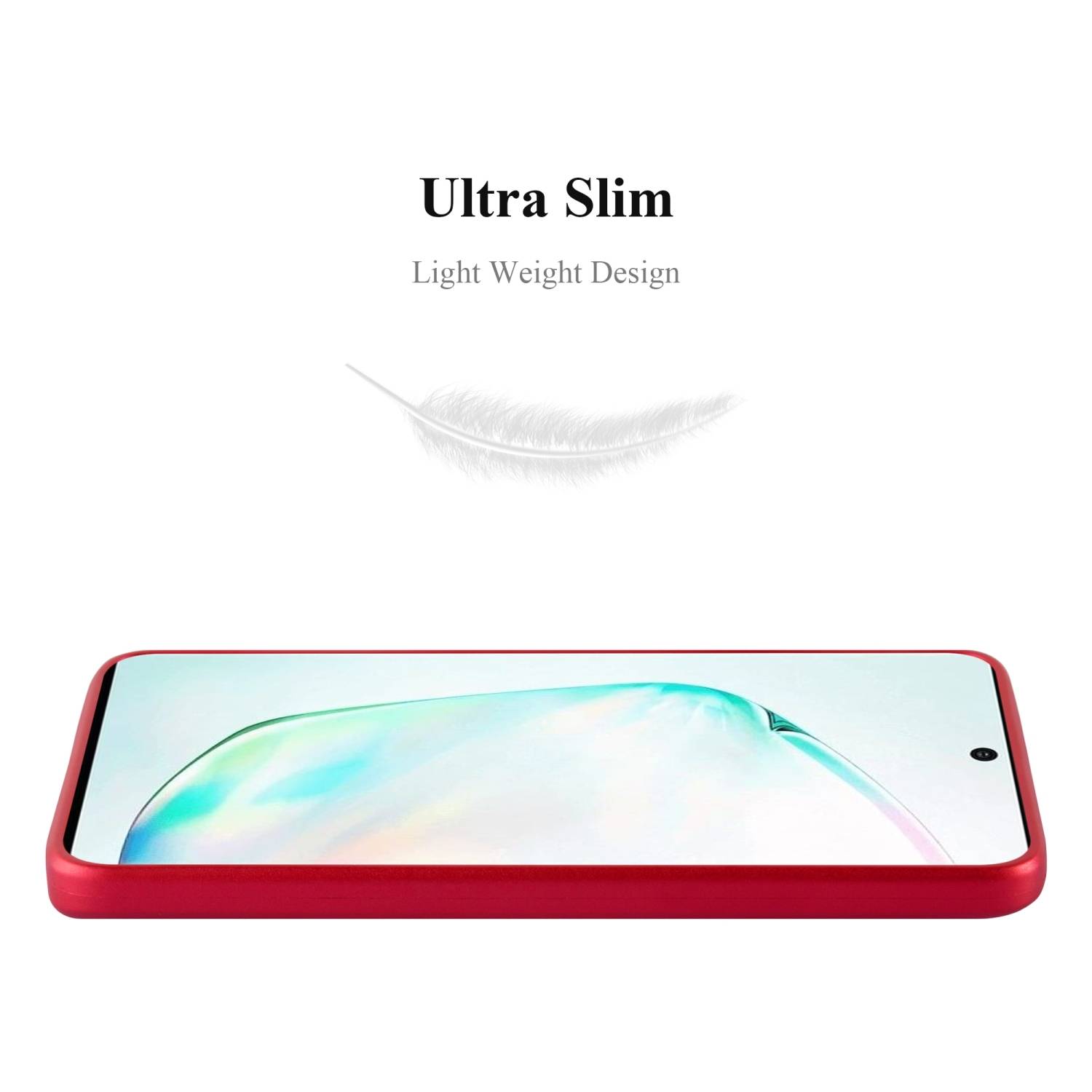 Cadorabo Schutzhülle für Samsung Galaxy NOTE 10 Hülle in Rot Handyhülle TPU Silikon Etui Cover Case