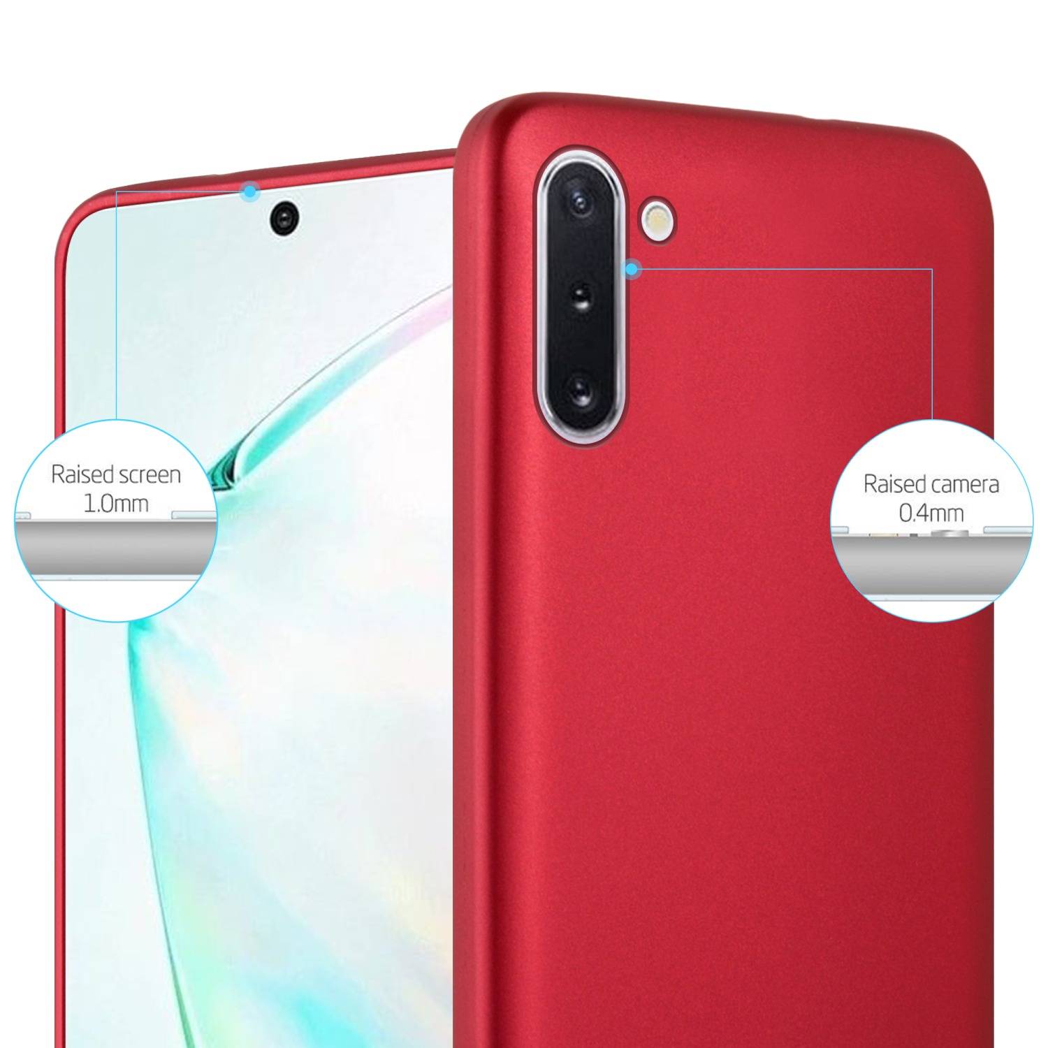 Cadorabo Schutzhülle für Samsung Galaxy NOTE 10 Hülle in Rot Handyhülle TPU Silikon Etui Cover Case