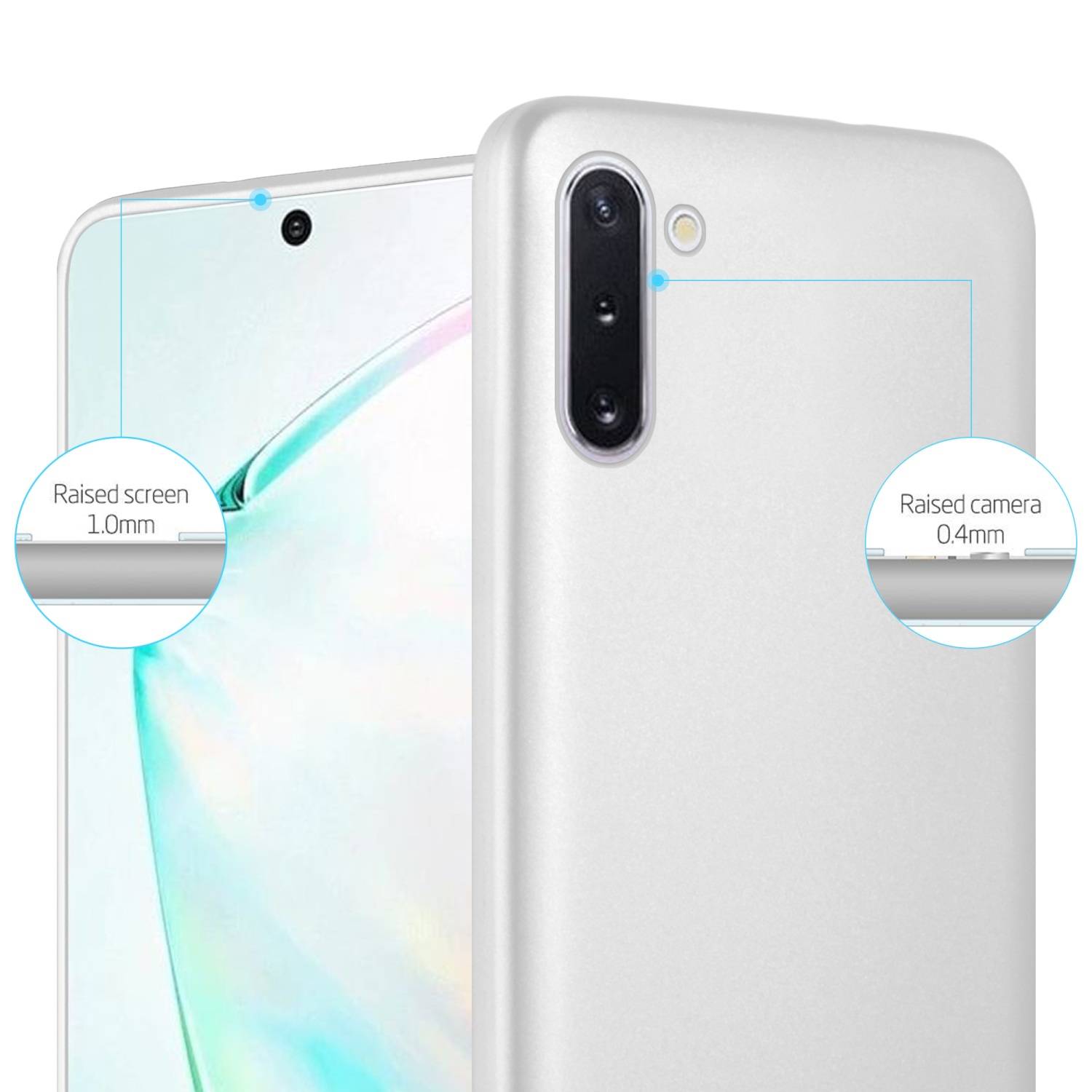 Cadorabo Schutzhülle für Samsung Galaxy NOTE 10 Hülle in Silber Handyhülle TPU Silikon Etui Cover Case