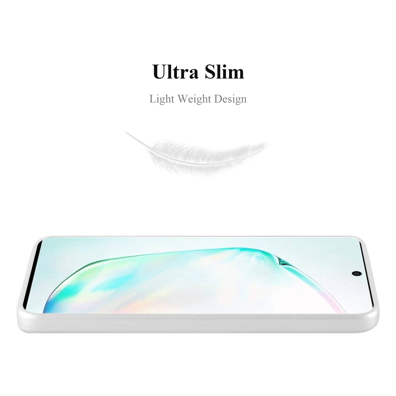 Cadorabo Schutzhülle für Samsung Galaxy NOTE 10 Hülle in Silber Handyhülle TPU Silikon Etui Cover Case