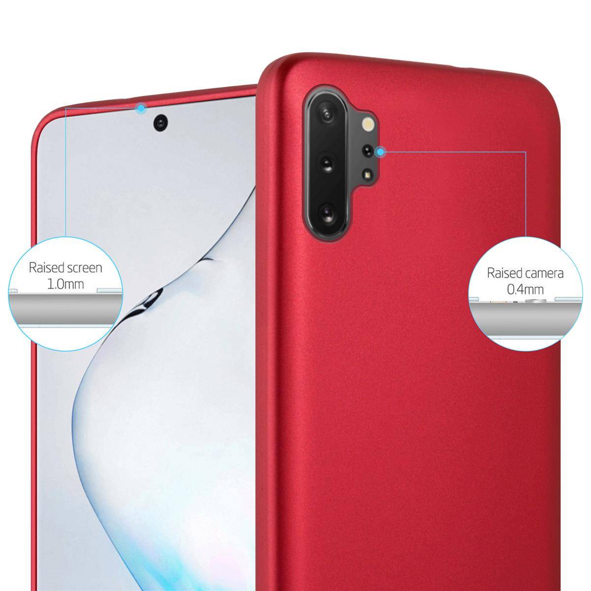 Cadorabo Schutzhülle für Samsung Galaxy NOTE 10 PLUS Hülle in Rot Handyhülle TPU Silikon Etui Cover Case