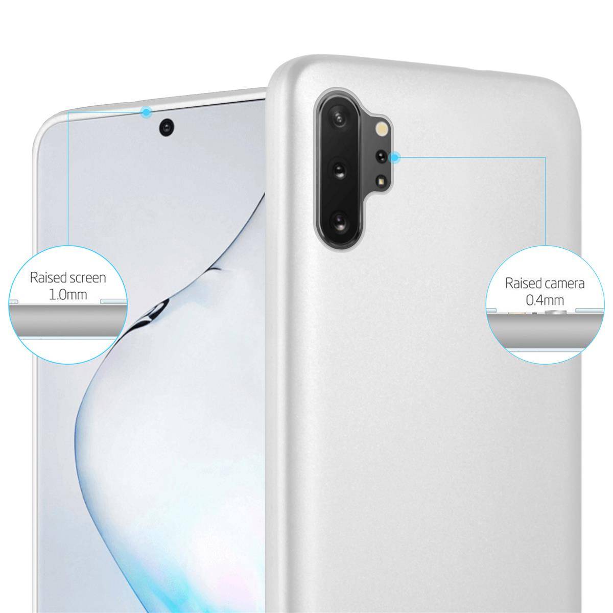 Cadorabo Schutzhülle für Samsung Galaxy NOTE 10 PLUS Hülle in Silber Handyhülle TPU Silikon Etui Cover Case