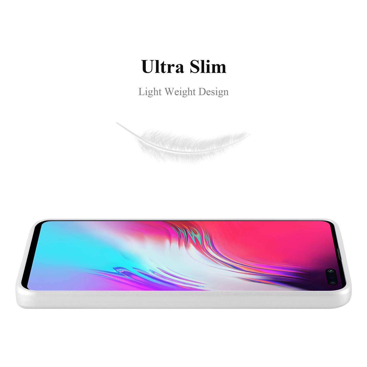 Cadorabo Schutzhülle für Samsung Galaxy S10 5G Hülle in Silber Handyhülle TPU Silikon Etui Cover Case