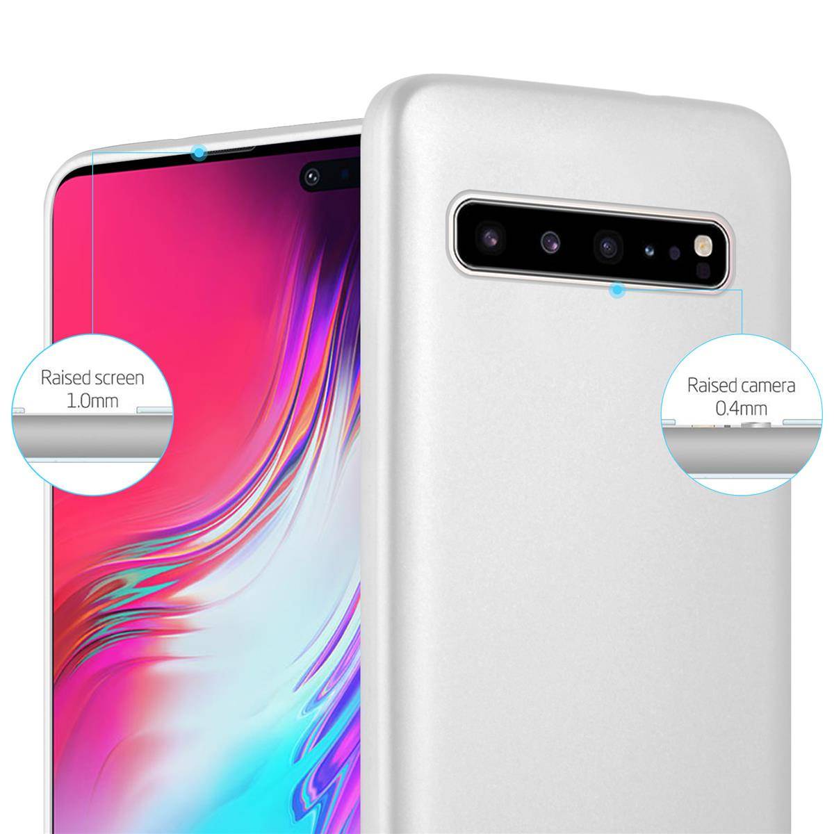 Cadorabo Schutzhülle für Samsung Galaxy S10 5G Hülle in Silber Handyhülle TPU Silikon Etui Cover Case
