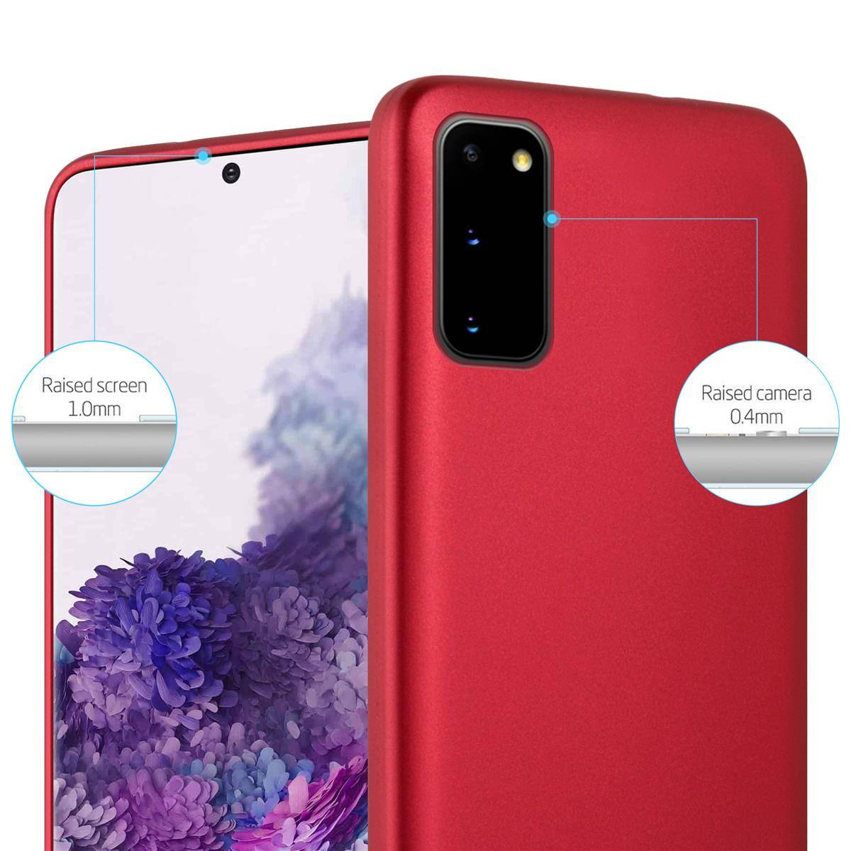 Cadorabo Schutzhülle für Samsung Galaxy S20 Hülle in Rot Handyhülle TPU Silikon Etui Cover Case