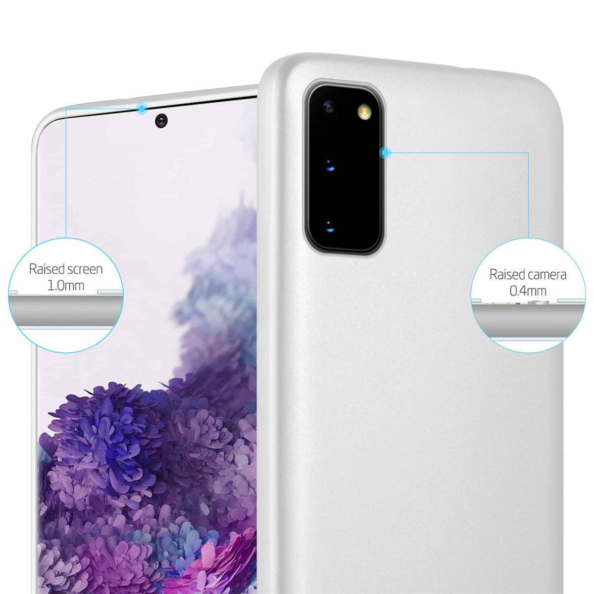 Cadorabo Schutzhülle für Samsung Galaxy S20 Hülle in Silber Handyhülle TPU Silikon Etui Cover Case