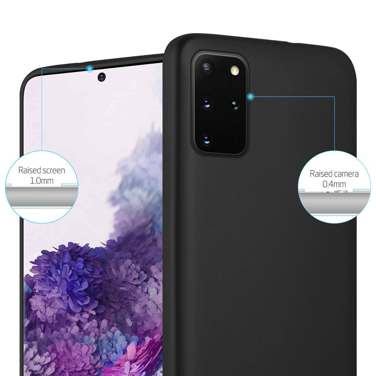 Cadorabo Schutzhülle für Samsung Galaxy S20 PLUS Hülle in Schwarz Handyhülle TPU Silikon Etui Cover Case