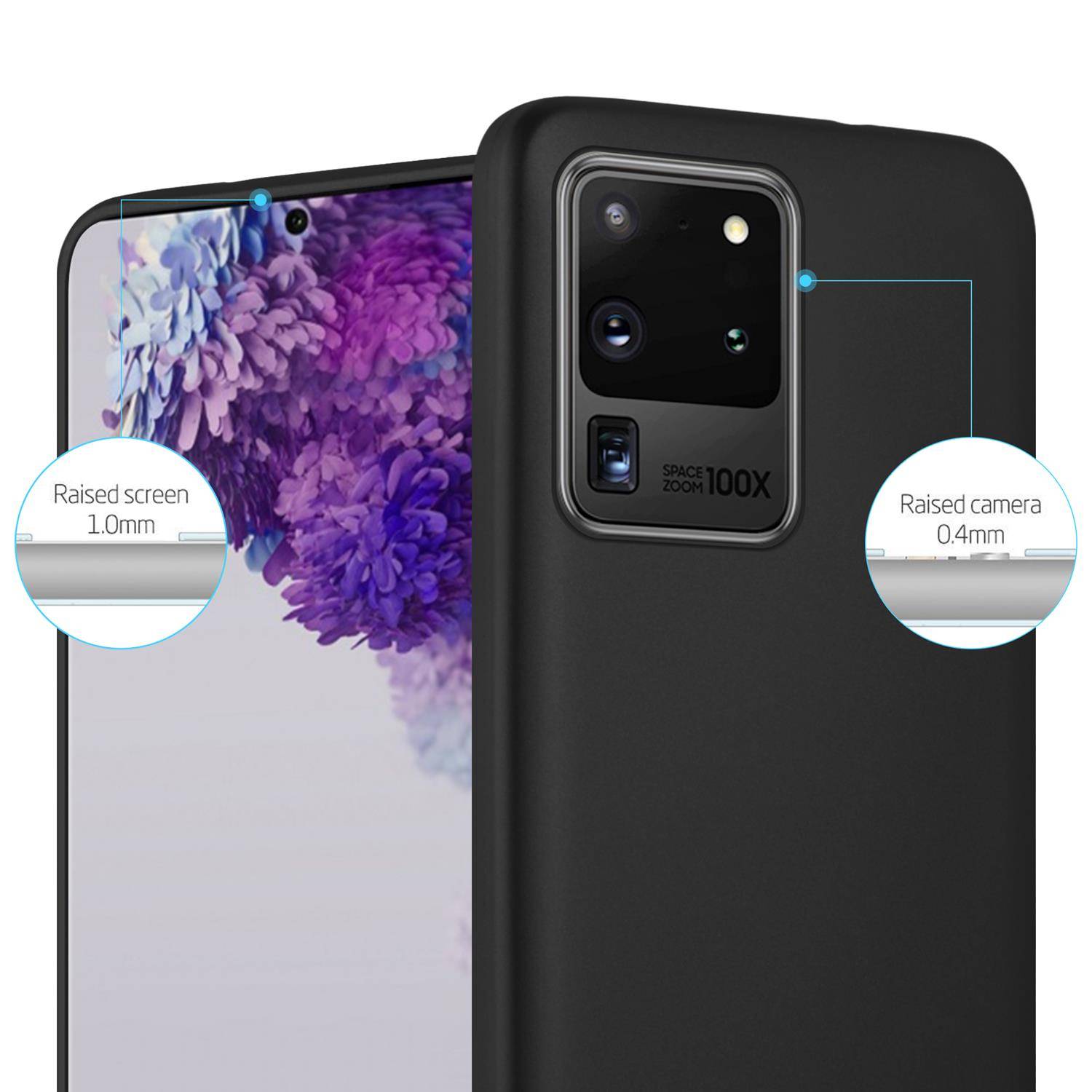 Cadorabo Schutzhülle für Samsung Galaxy S20 ULTRA Hülle in Schwarz Handyhülle TPU Silikon Etui Cover Case