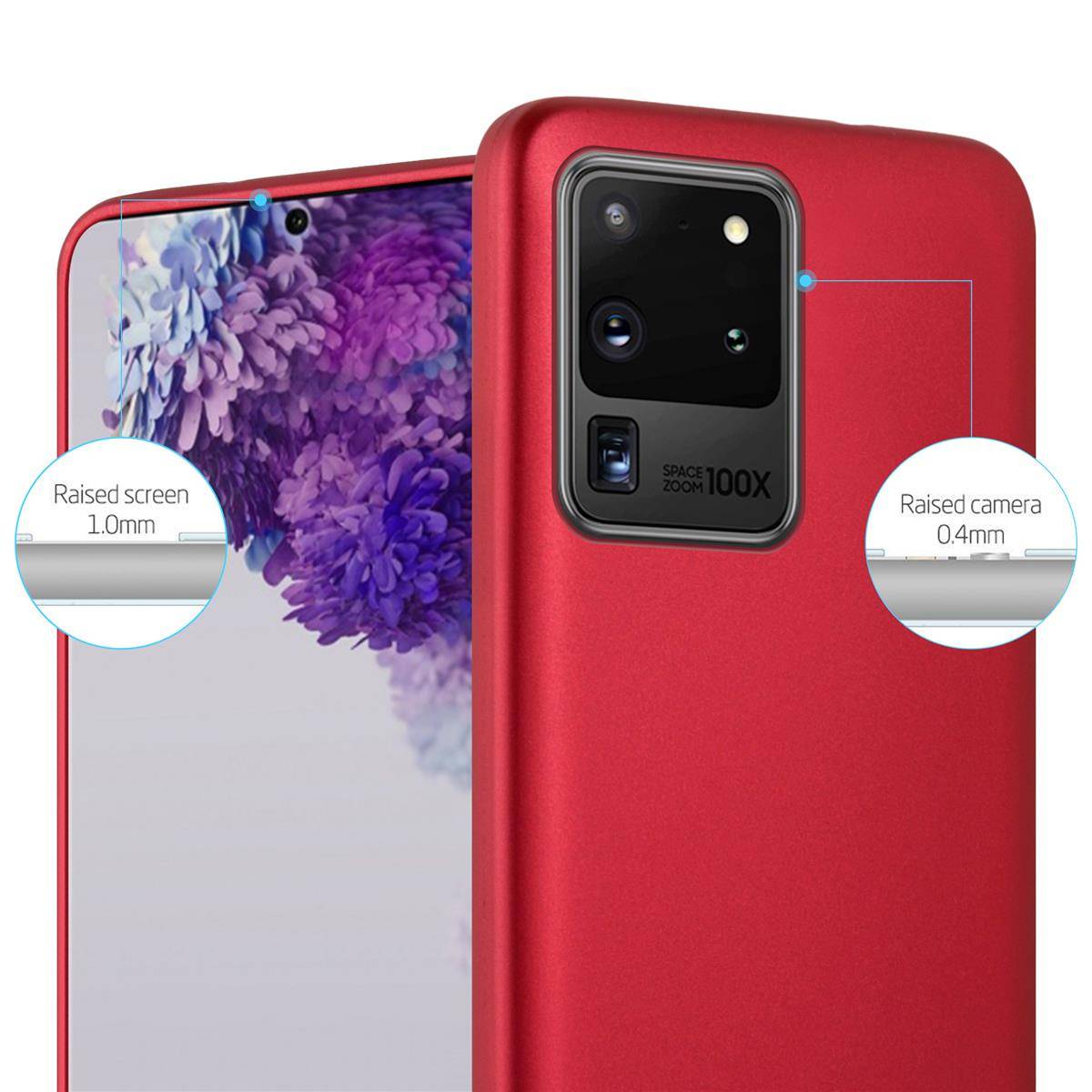 Cadorabo Schutzhülle für Samsung Galaxy S20 ULTRA Hülle in Rot Handyhülle TPU Silikon Etui Cover Case