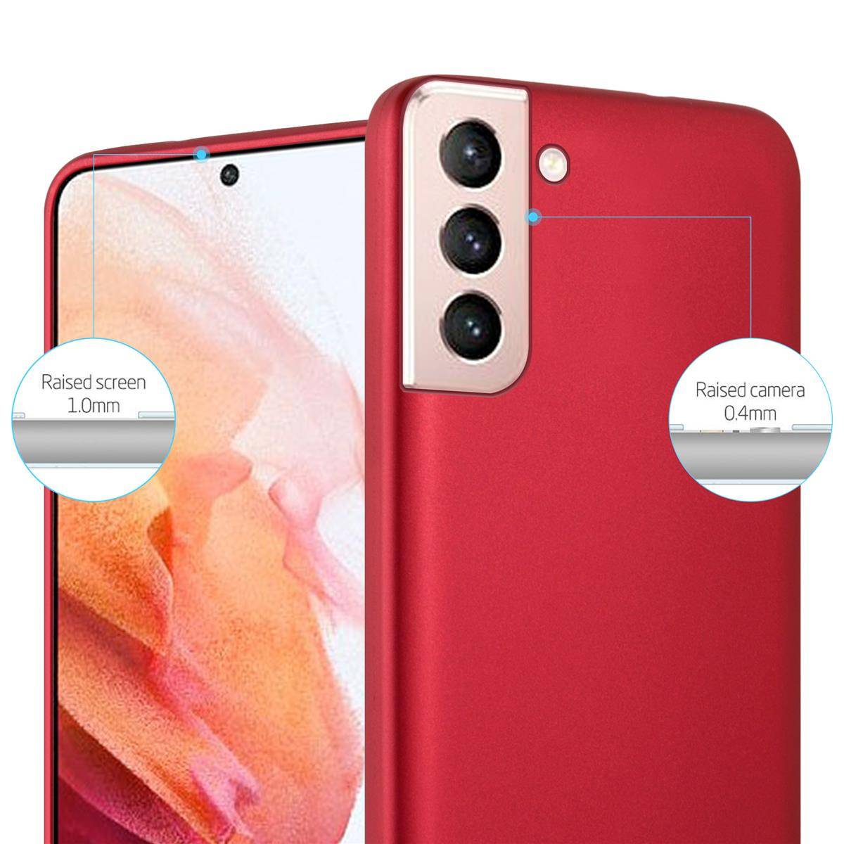 Cadorabo Schutzhülle für Samsung Galaxy S21 5G Hülle in Rot Handyhülle TPU Silikon Etui Cover Case
