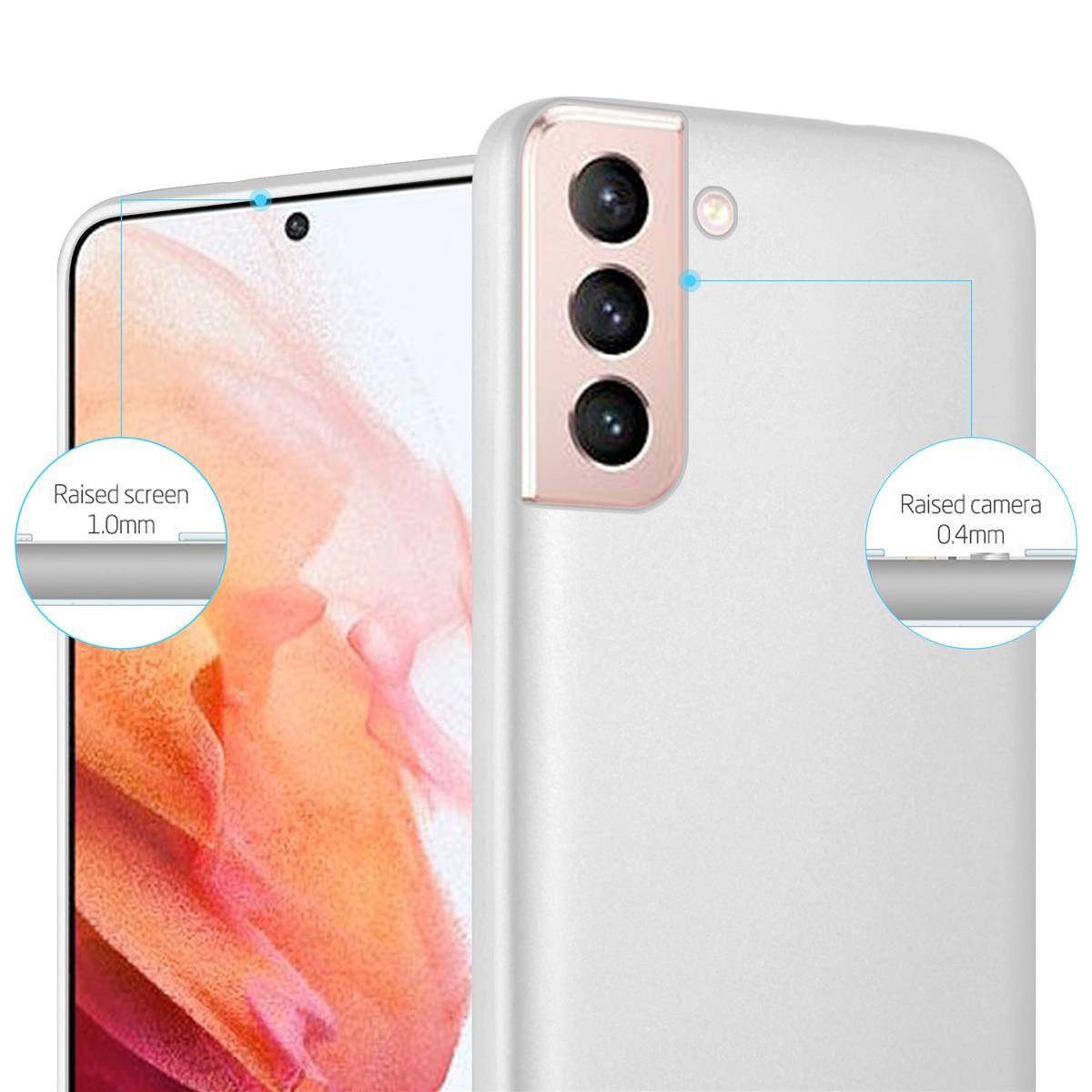 Cadorabo Schutzhülle für Samsung Galaxy S21 5G Hülle in Silber Handyhülle TPU Silikon Etui Cover Case