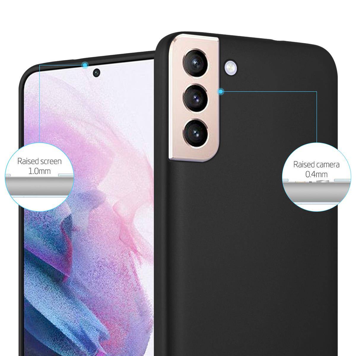 Cadorabo Schutzhülle für Samsung Galaxy S21 PLUS Hülle in Schwarz Handyhülle TPU Silikon Etui Cover Case