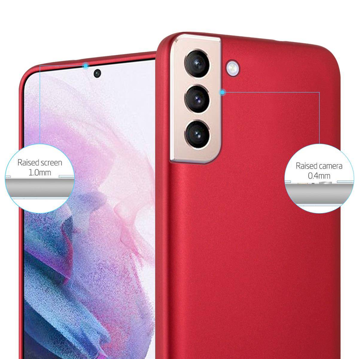 Cadorabo Schutzhülle für Samsung Galaxy S21 PLUS Hülle in Rot Handyhülle TPU Silikon Etui Cover Case