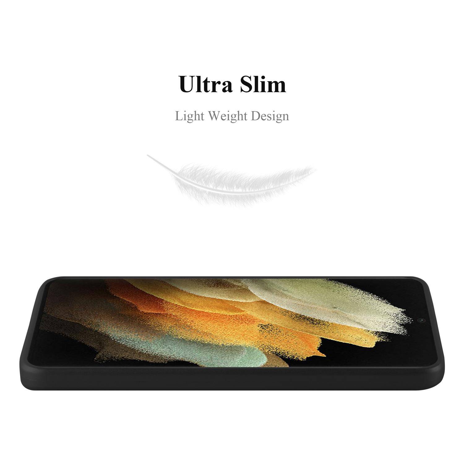 Cadorabo Schutzhülle für Samsung Galaxy S21 ULTRA Hülle in Schwarz Handyhülle TPU Silikon Etui Cover Case