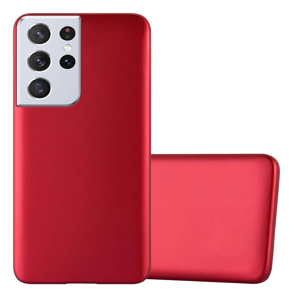 Cadorabo Schutzhülle für Samsung Galaxy S21 ULTRA Hülle in Rot Handyhülle TPU Silikon Etui Cover Case
