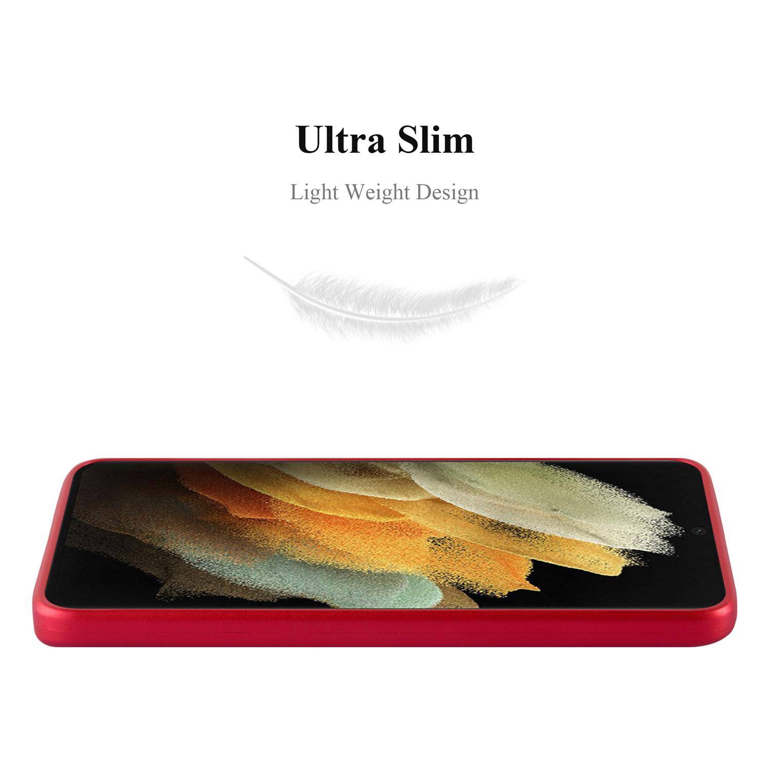 Cadorabo Schutzhülle für Samsung Galaxy S21 ULTRA Hülle in Rot Handyhülle TPU Silikon Etui Cover Case