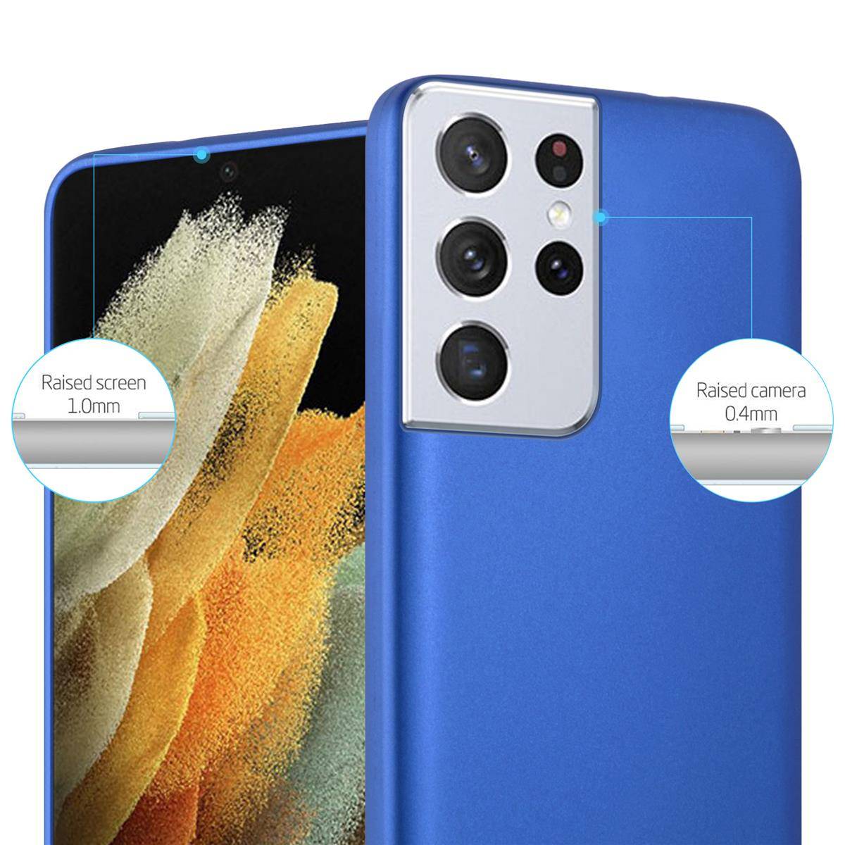 Cadorabo Schutzhülle für Samsung Galaxy S21 ULTRA Hülle in Blau Handyhülle TPU Silikon Etui Cover Case