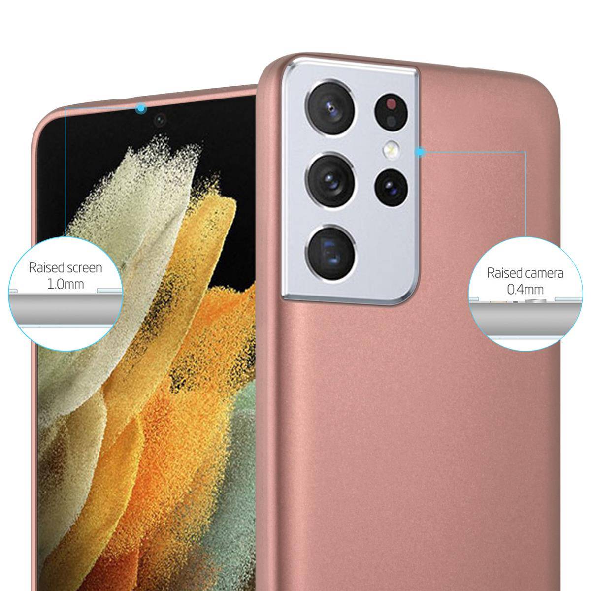 Cadorabo Schutzhülle für Samsung Galaxy S21 ULTRA Hülle in Rosa Handyhülle TPU Silikon Etui Cover Case