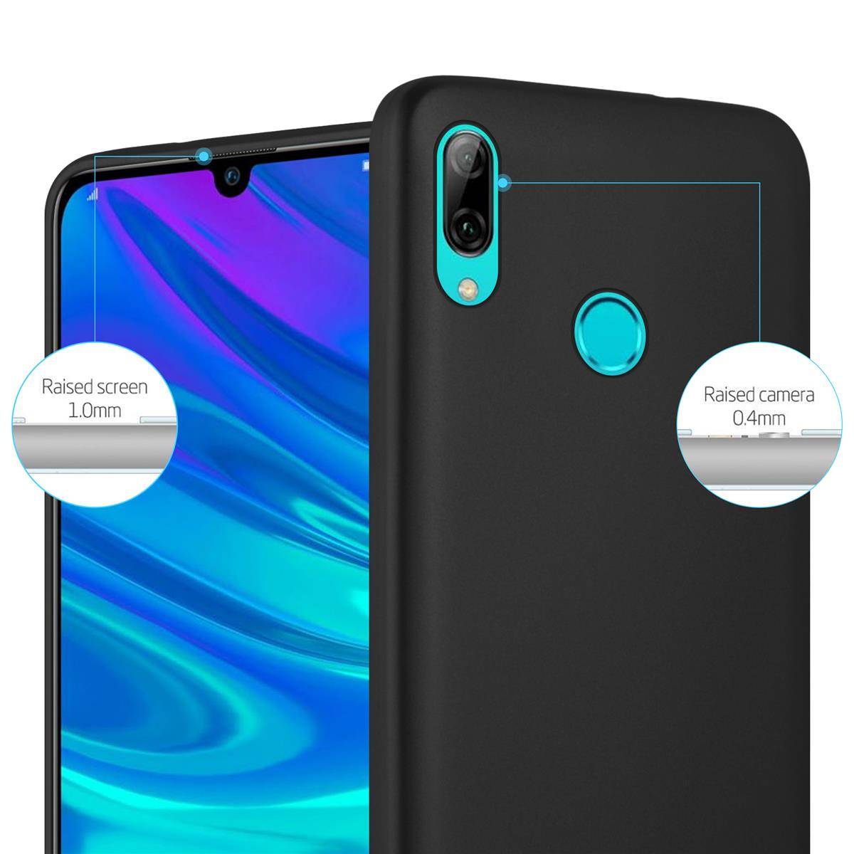 Cadorabo Schutzhülle für Honor 10 LITE / Huawei P SMART 2019 Hülle in Schwarz Handyhülle TPU Silikon Etui Cover Case