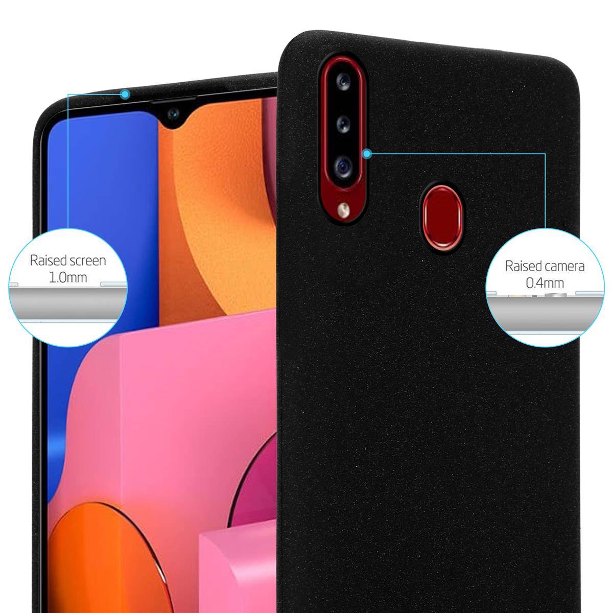 Cadorabo Schutzhülle für Samsung Galaxy A20s Hülle in Schwarz Handyhülle TPU Etui Cover Case