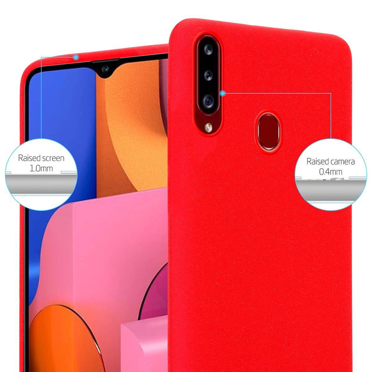 Cadorabo Schutzhülle für Samsung Galaxy A20s Hülle in Rot Handyhülle TPU Etui Cover Case