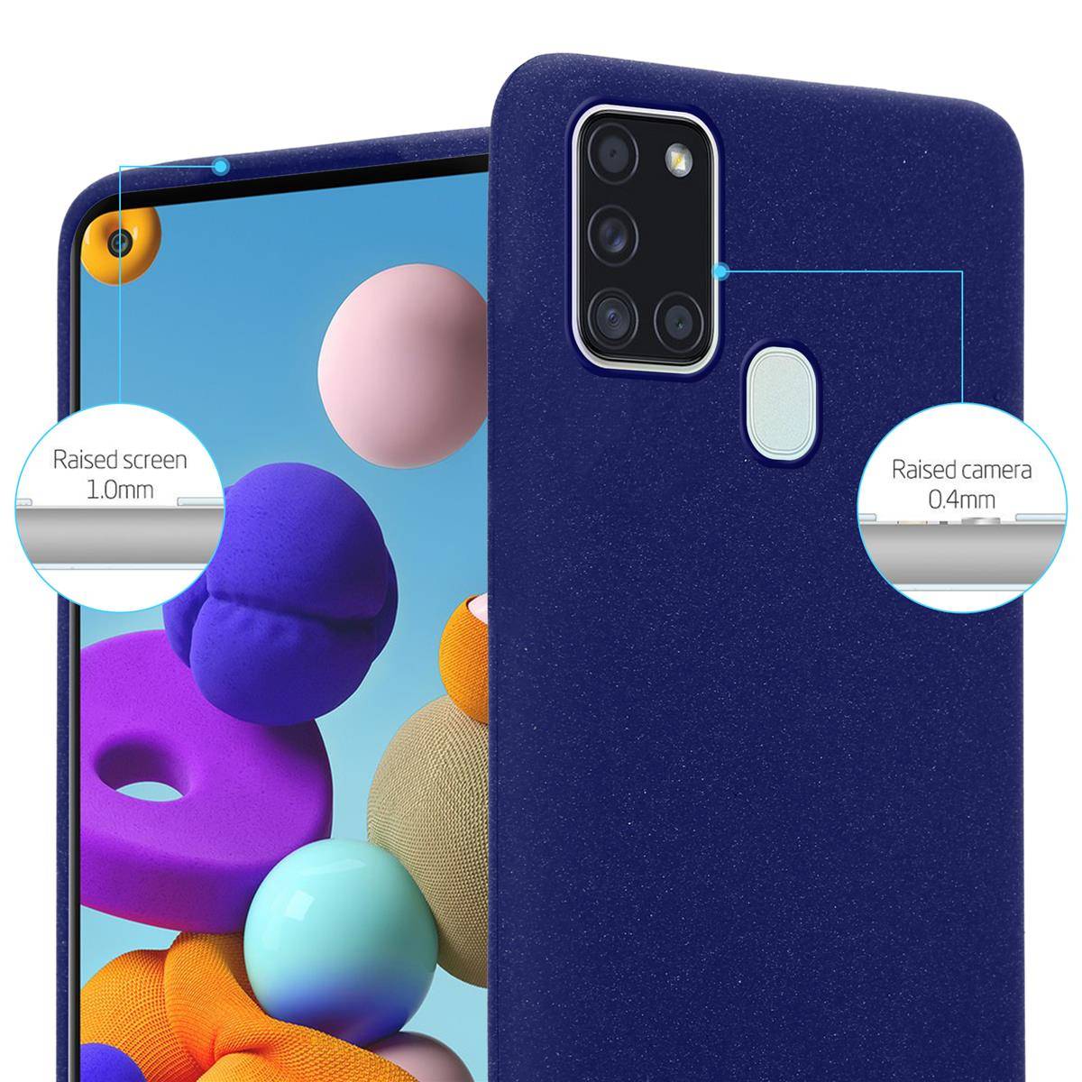 Cadorabo Schutzhülle für Samsung Galaxy A21s Hülle in Blau Handyhülle TPU Etui Cover Case