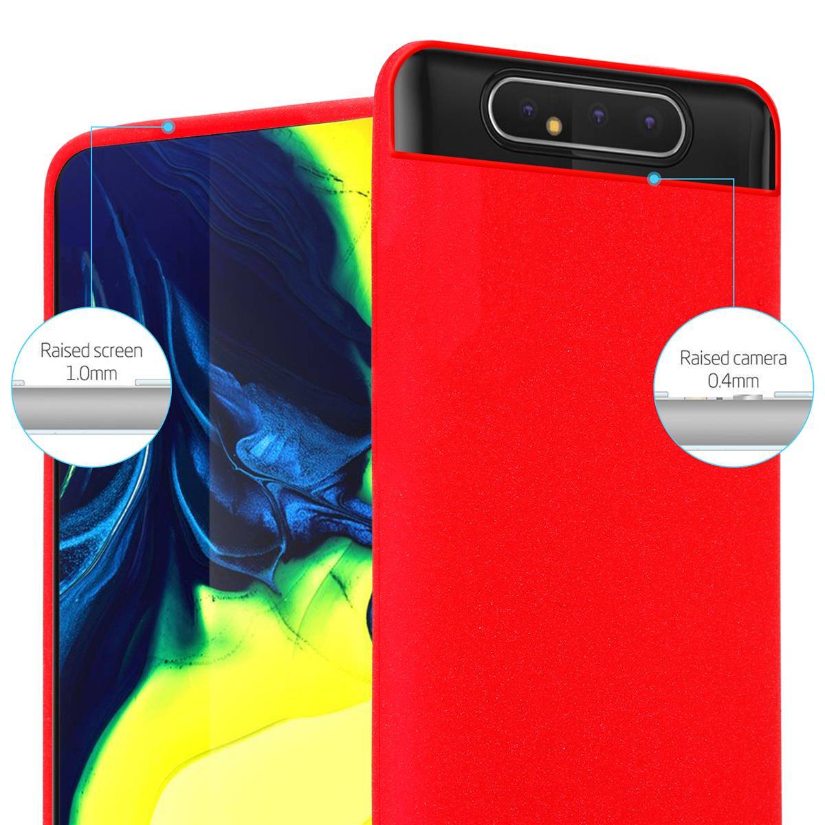 Cadorabo Schutzhülle für Samsung Galaxy A80 / A90 4G Hülle in Rot Handyhülle TPU Etui Cover Case