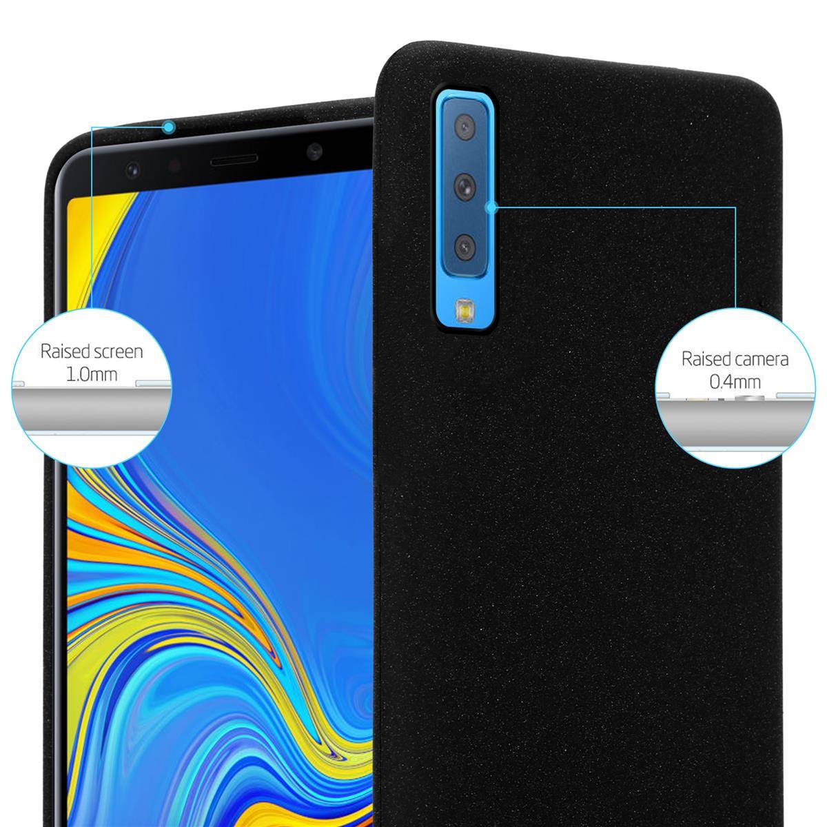 Cadorabo Schutzhülle für Samsung Galaxy A7 2018 Hülle in Schwarz Handyhülle TPU Etui Cover Case
