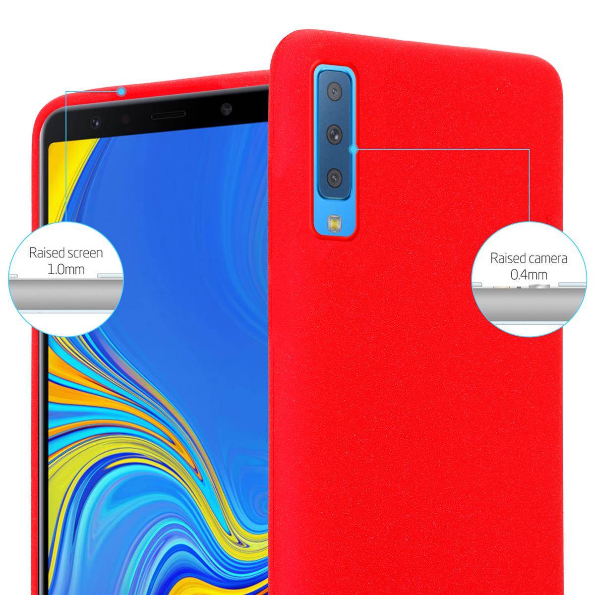 Cadorabo Schutzhülle für Samsung Galaxy A7 2018 Hülle in Rot Handyhülle TPU Etui Cover Case