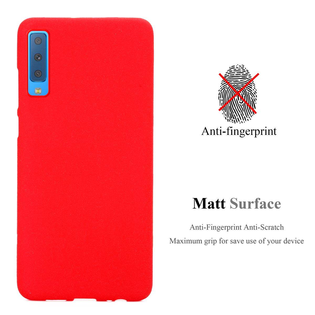 Cadorabo Schutzhülle für Samsung Galaxy A7 2018 Hülle in Rot Handyhülle TPU Etui Cover Case
