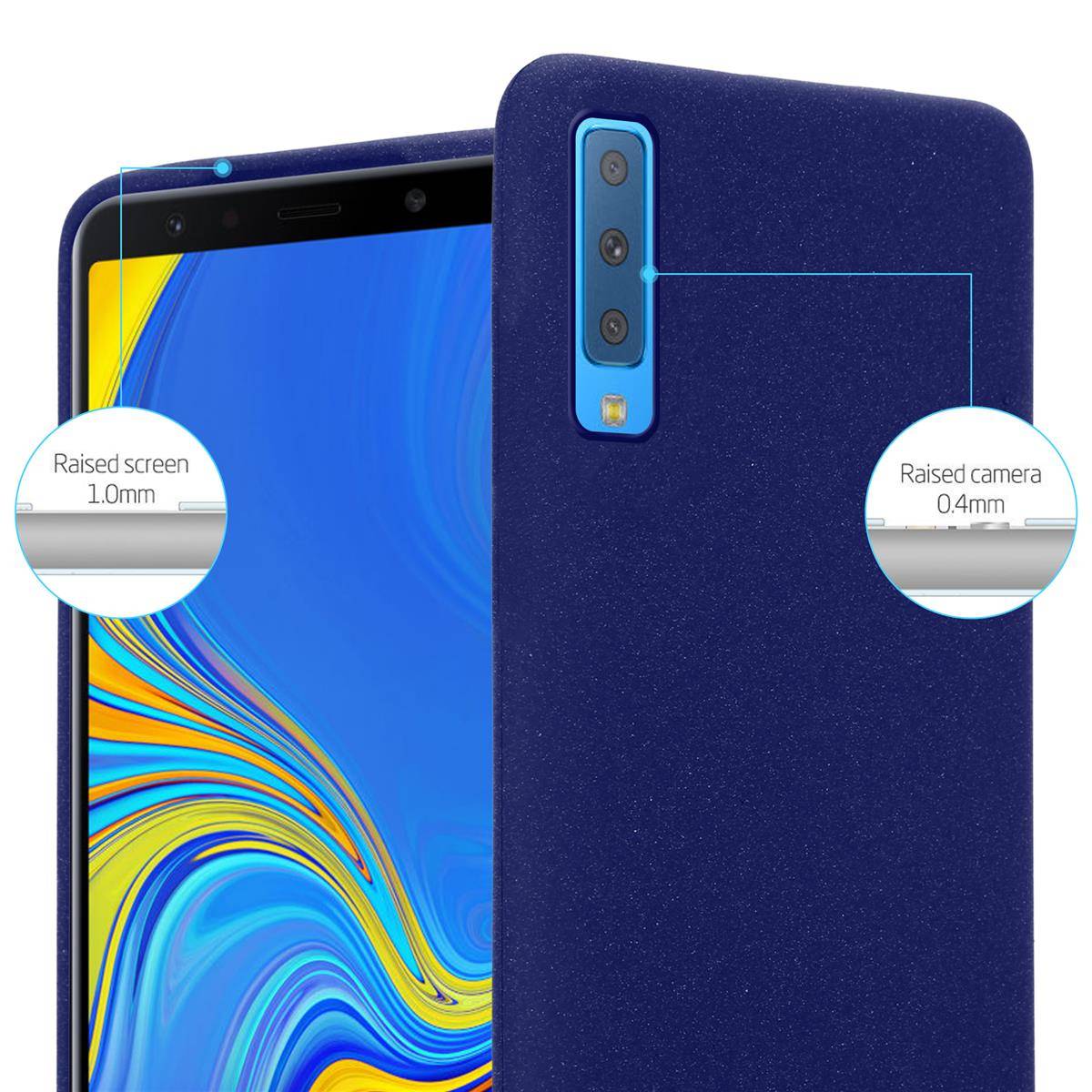 Cadorabo Schutzhülle für Samsung Galaxy A7 2018 Hülle in Blau Handyhülle TPU Etui Cover Case