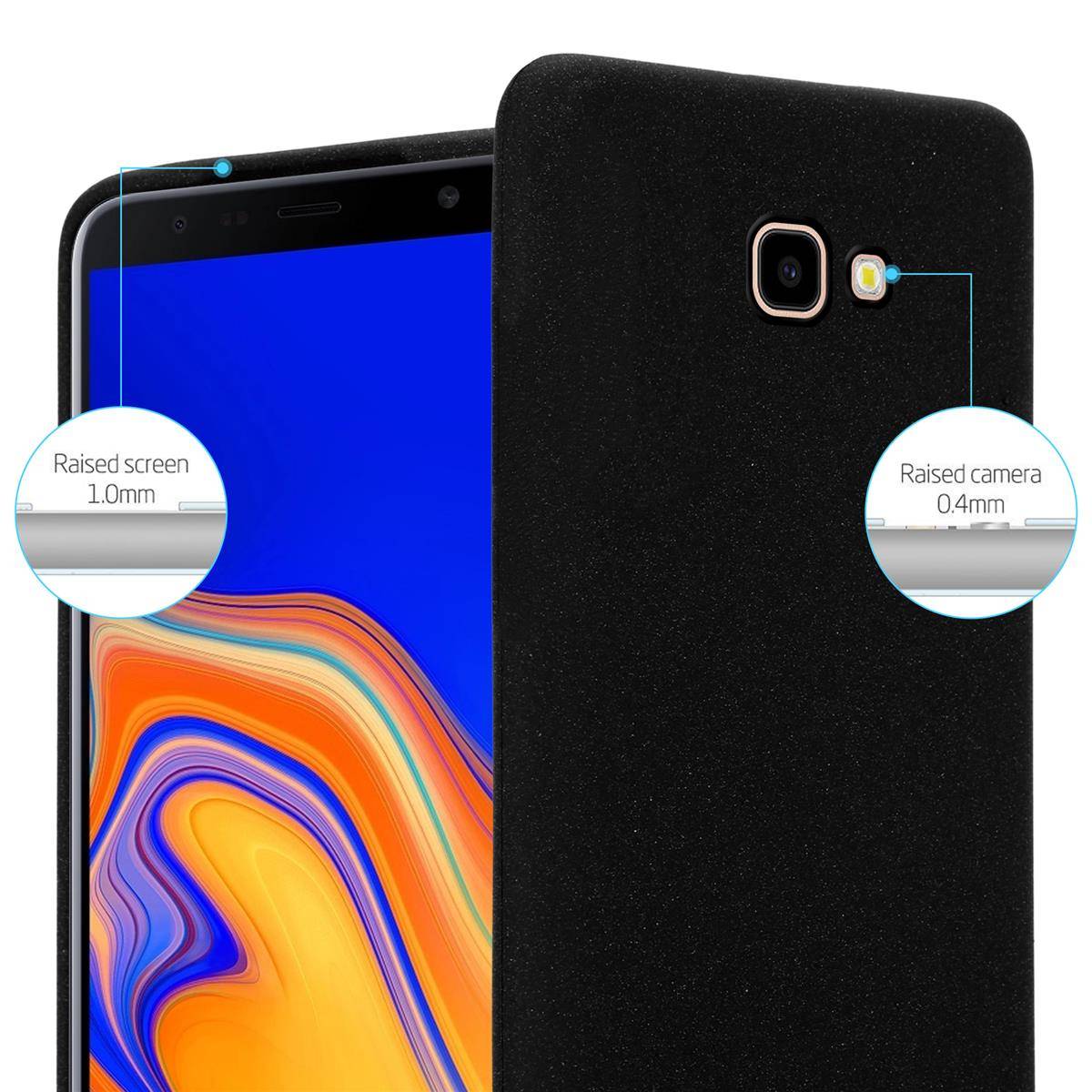 Cadorabo Schutzhülle für Samsung Galaxy J4 PLUS Hülle in Schwarz Handyhülle TPU Etui Cover Case