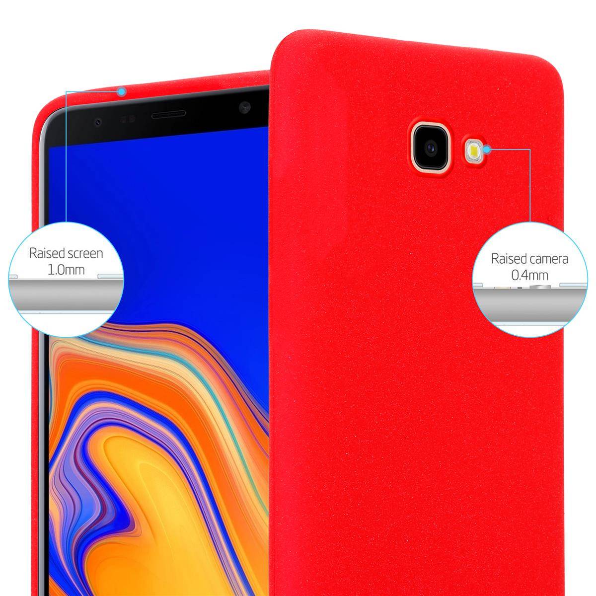 Cadorabo Schutzhülle für Samsung Galaxy J4 PLUS Hülle in Rot Handyhülle TPU Etui Cover Case