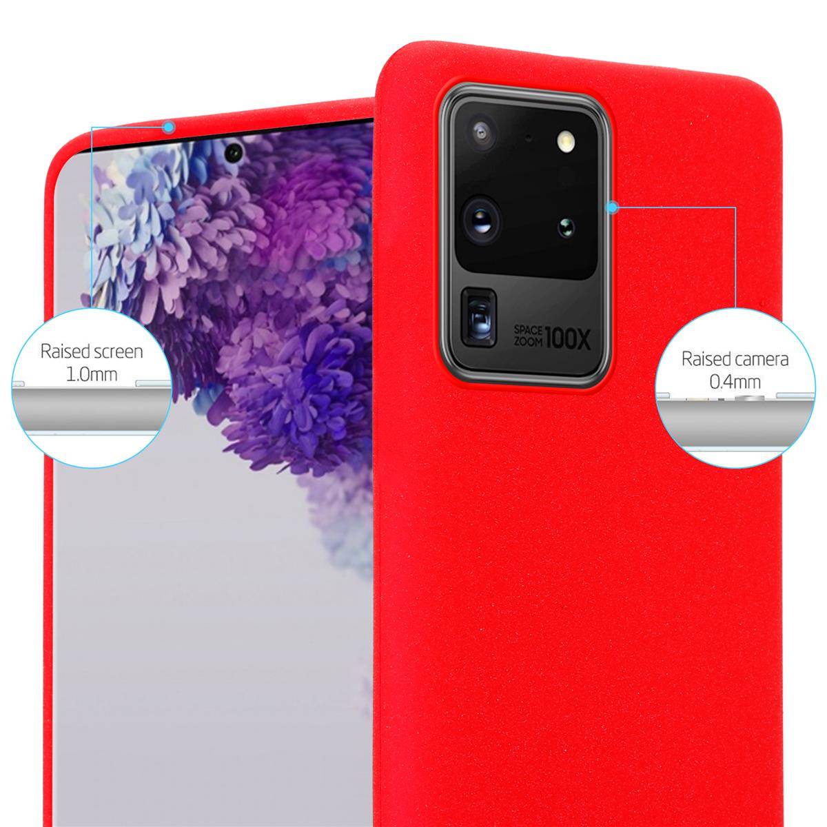 Cadorabo Schutzhülle für Samsung Galaxy S20 ULTRA Hülle in Rot Handyhülle TPU Etui Cover Case