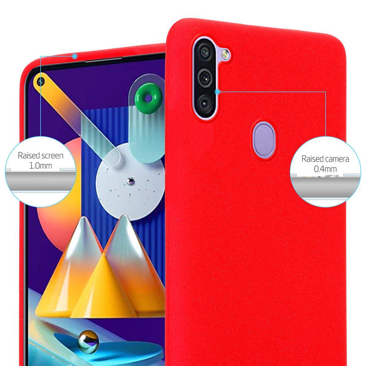 Cadorabo Schutzhülle für Samsung Galaxy A11 / M11 Hülle in Rot Handyhülle TPU Etui Cover Case