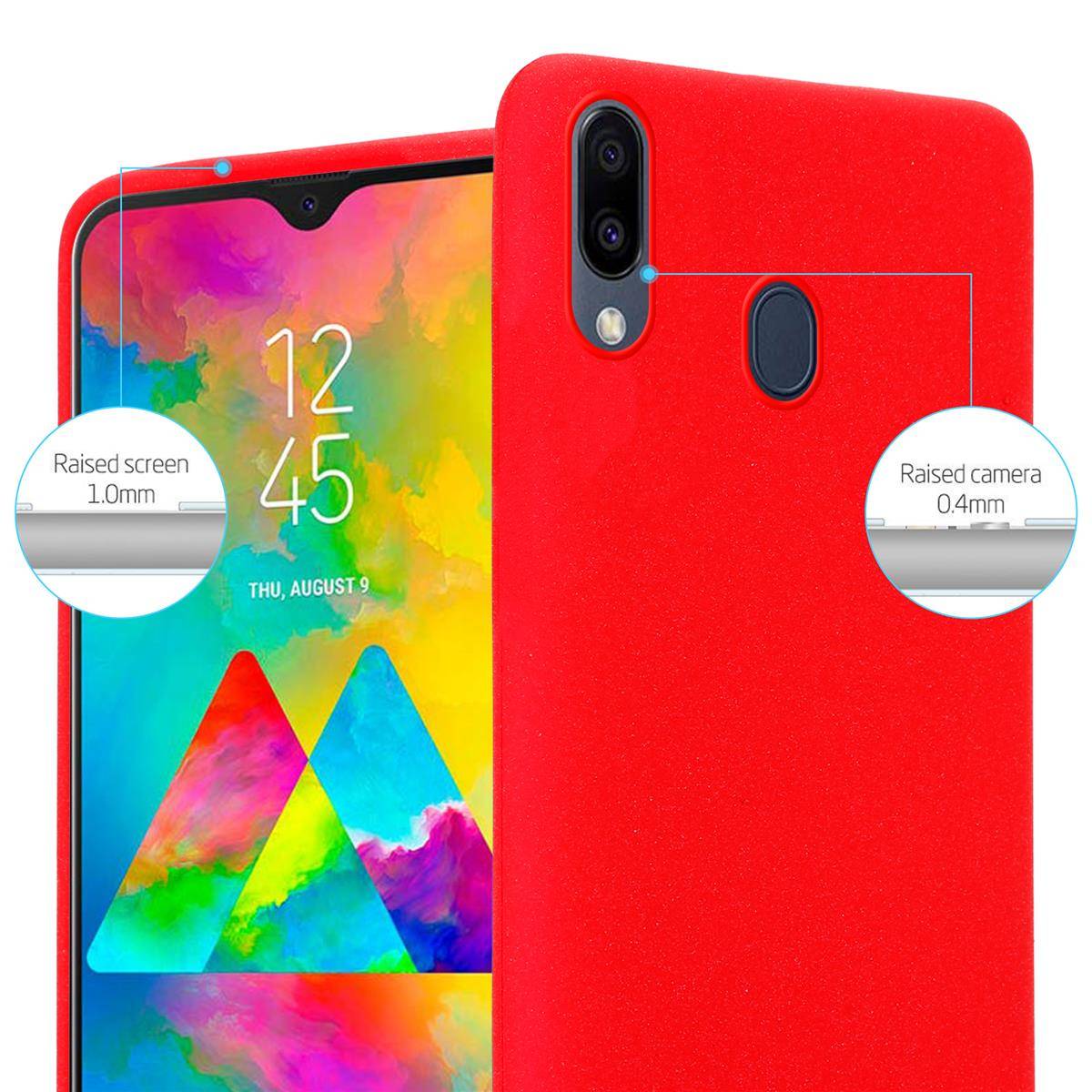 Cadorabo Schutzhülle für Samsung Galaxy M20 Hülle in Rot Handyhülle TPU Etui Cover Case