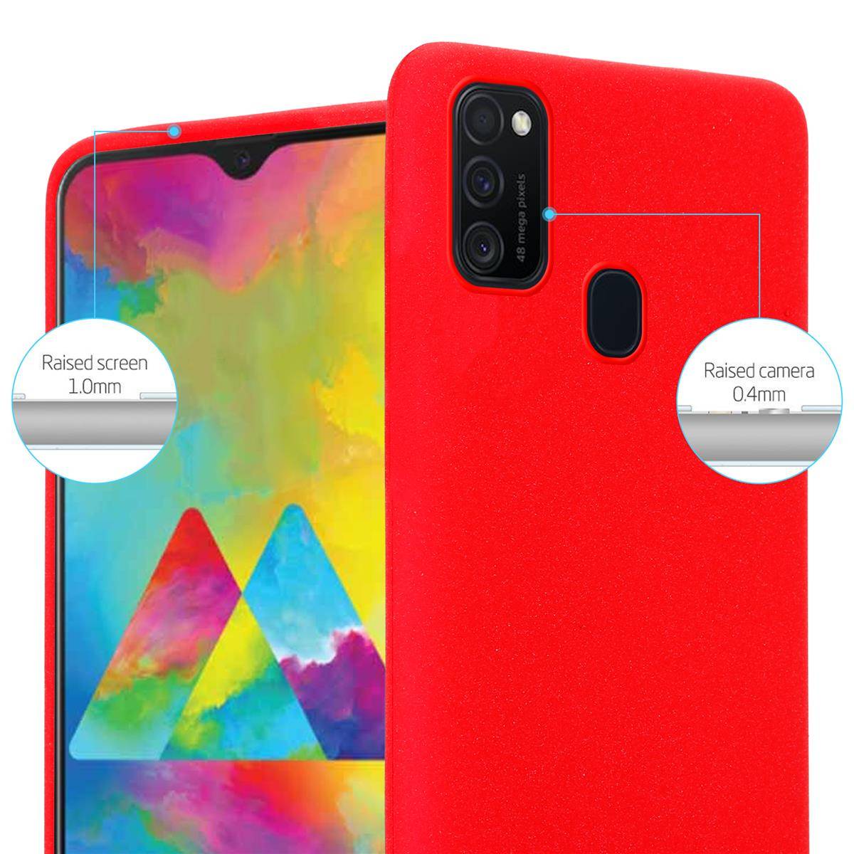 Cadorabo Schutzhülle für Samsung Galaxy M21 / M30s Hülle in Rot Handyhülle TPU Etui Cover Case