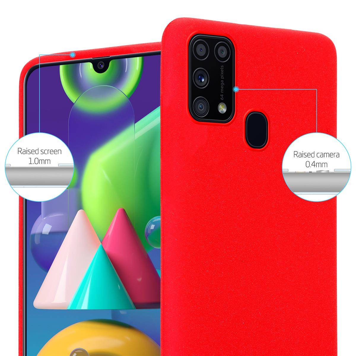 Cadorabo Schutzhülle für Samsung Galaxy M31 Hülle in Rot Handyhülle TPU Etui Cover Case