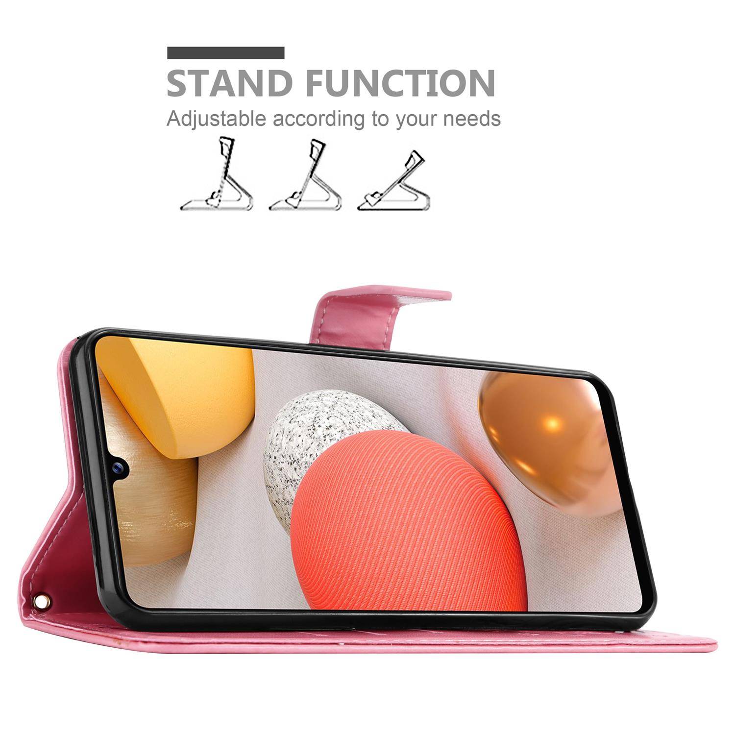 Cadorabo Hülle für Samsung Galaxy A42 5G / M42 5G Schutz Hülle in Rosa Schutzhülle Handy Hülle Etui Case Blumen Flower