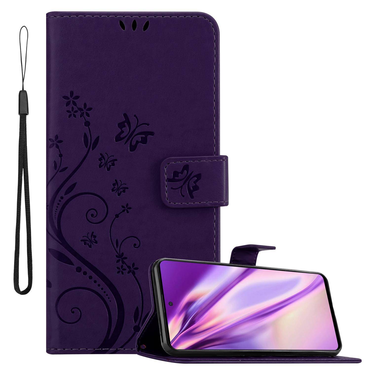 Cadorabo Hülle für Samsung Galaxy A51 5G Schutz Hülle in Lila Schutzhülle Handy Hülle Etui Case Blumen Flower