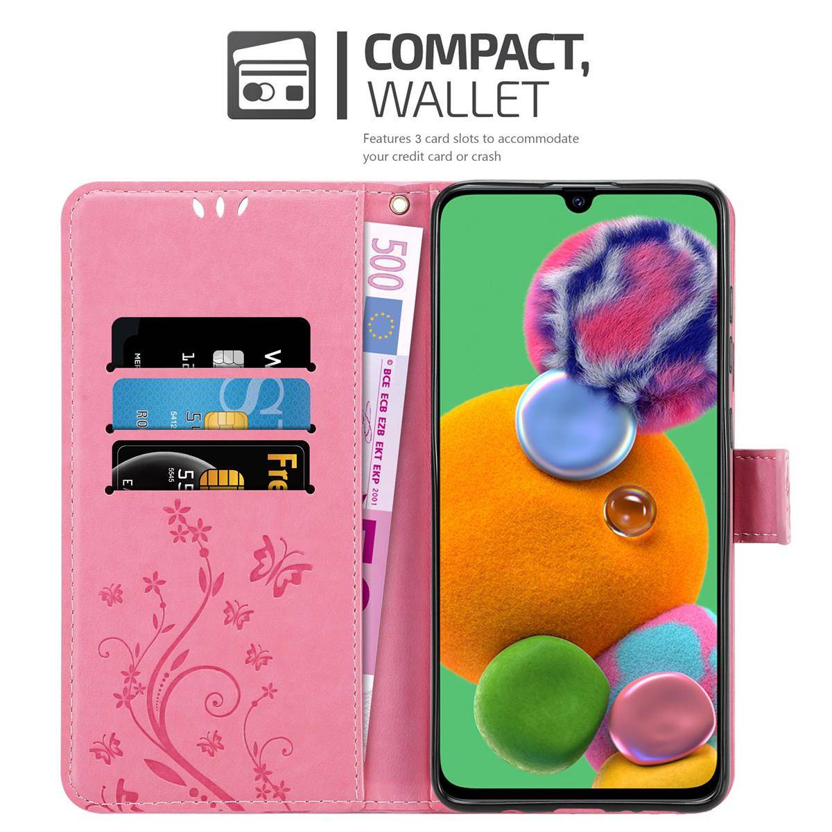 Cadorabo Hülle für Samsung Galaxy A90 5G Schutz Hülle in Rosa Schutzhülle Handy Hülle Etui Case Blumen Flower
