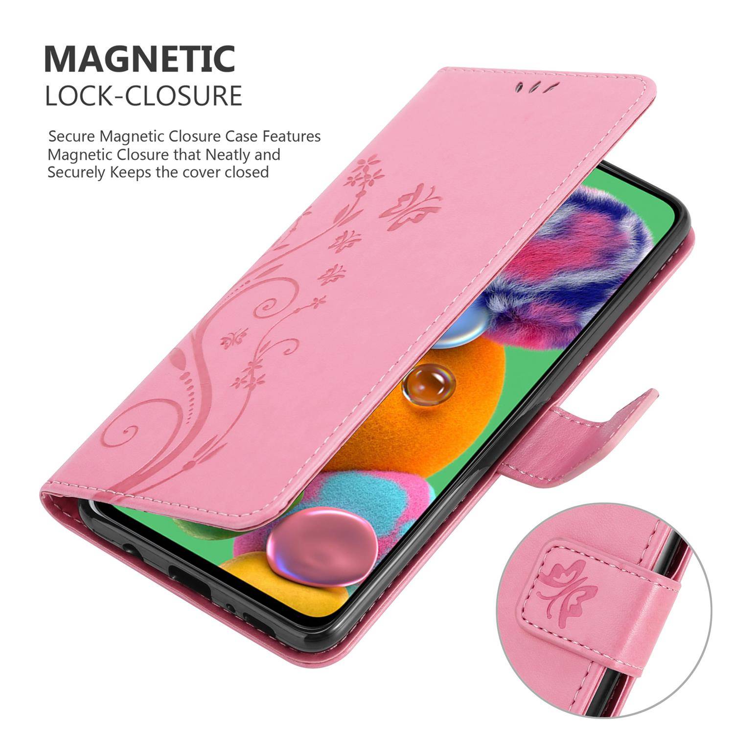 Cadorabo Hülle für Samsung Galaxy A90 5G Schutz Hülle in Rosa Schutzhülle Handy Hülle Etui Case Blumen Flower