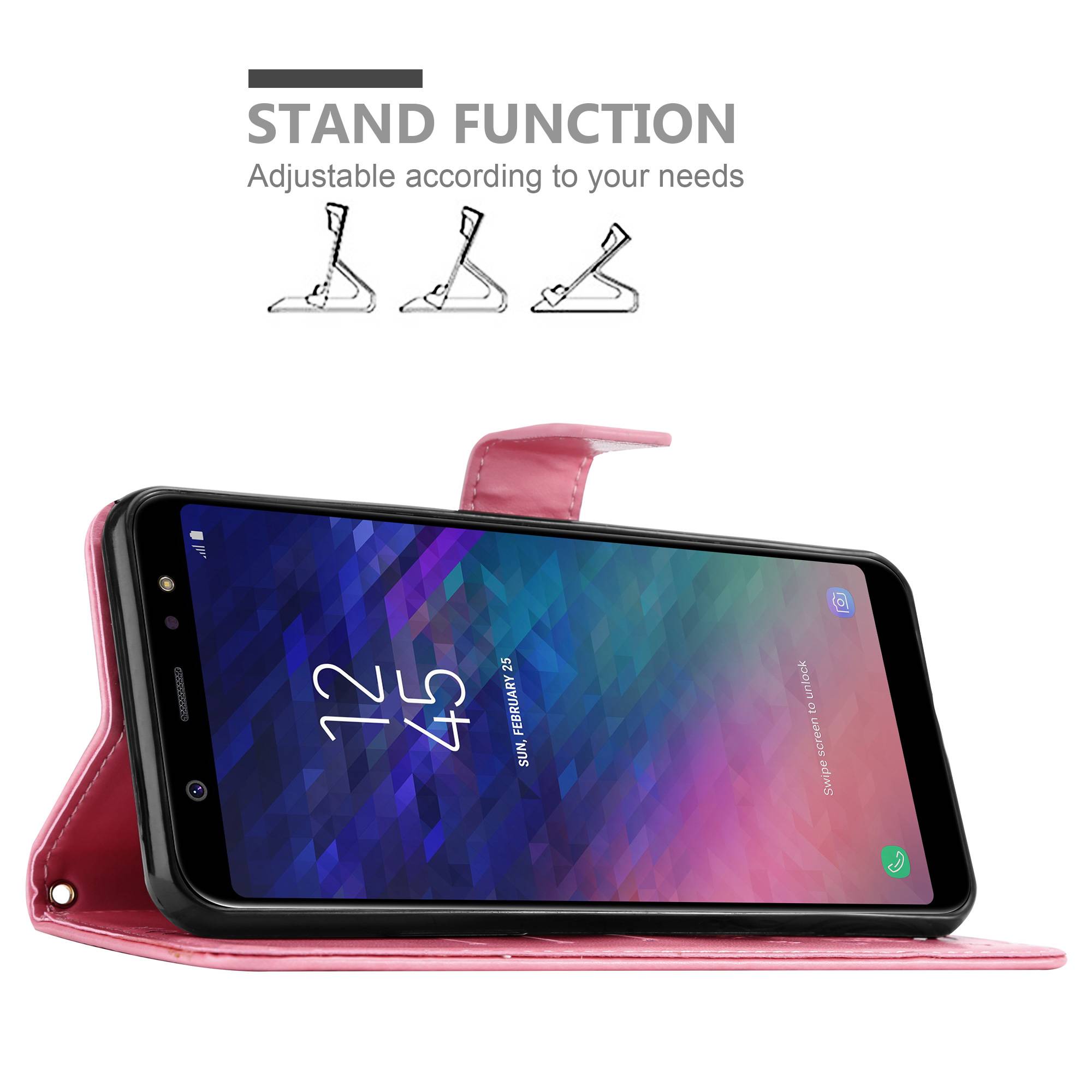 Cadorabo Hülle für Samsung Galaxy A6 PLUS 2018 Schutz Hülle in Rosa Schutzhülle Handy Hülle Etui Case Blumen Flower