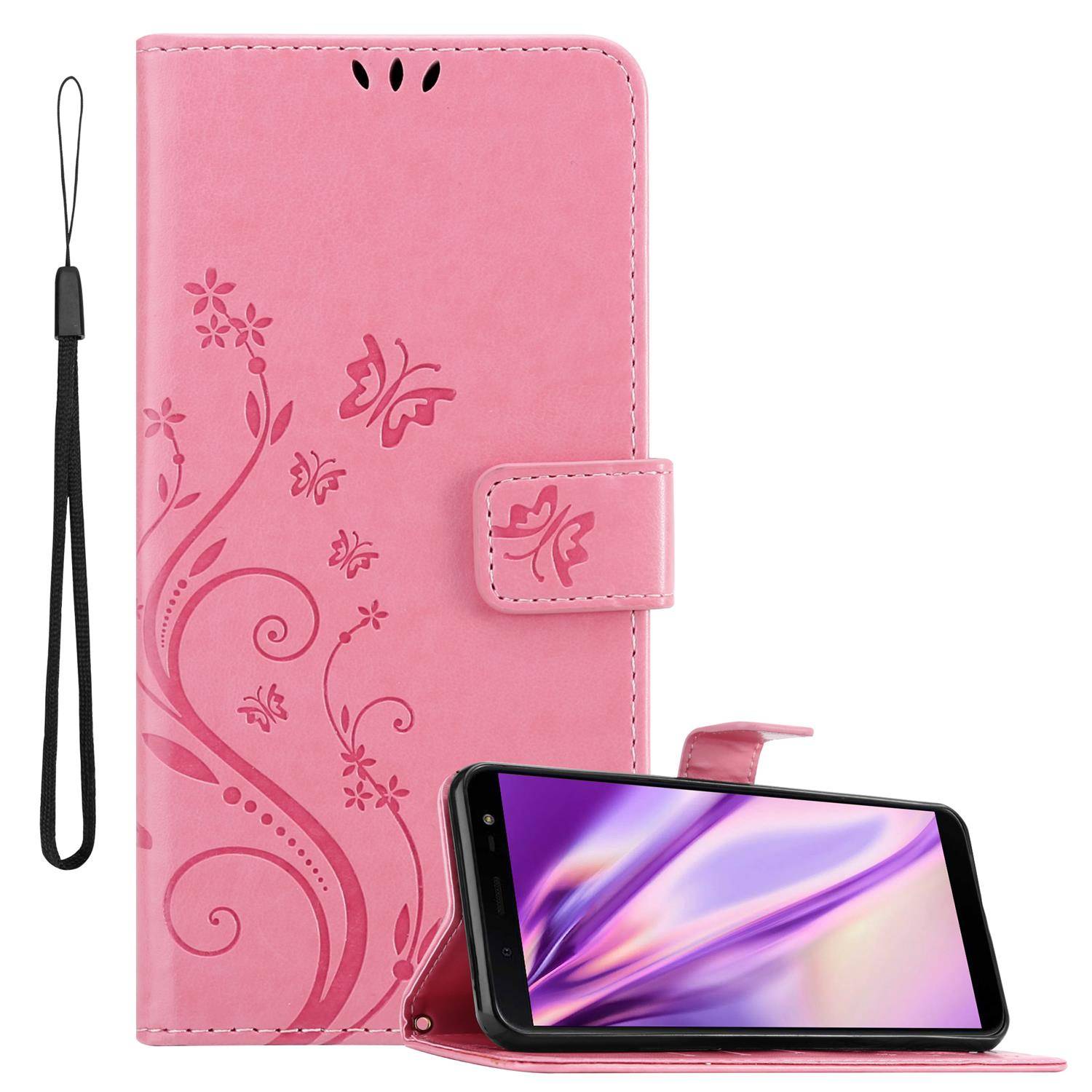 Cadorabo Hülle für Samsung Galaxy J6 2018 Schutz Hülle in Rosa Schutzhülle Handy Hülle Etui Case Blumen Flower