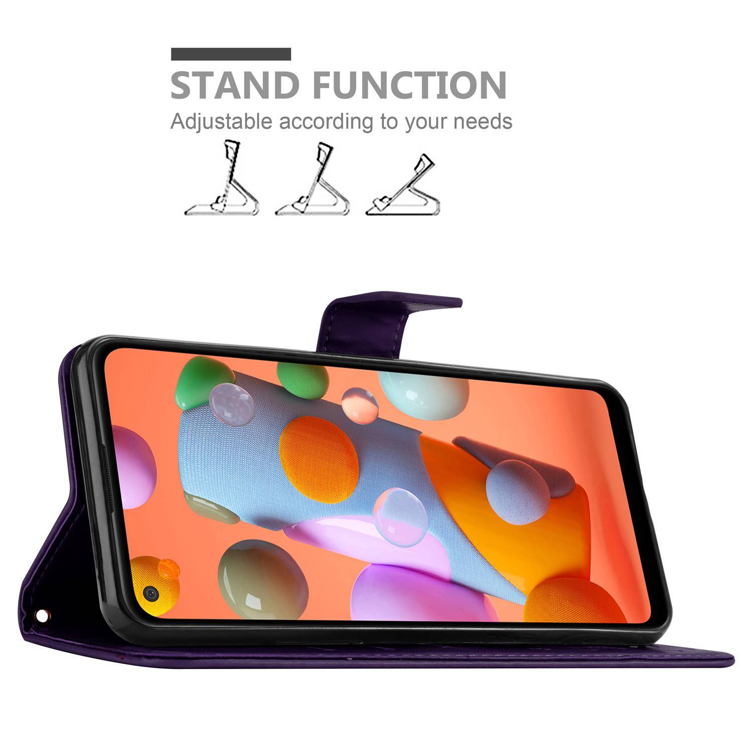 Cadorabo Hülle für Samsung Galaxy A11 / M11 Schutz Hülle in Lila Schutzhülle Handy Hülle Etui Case Blumen Flower