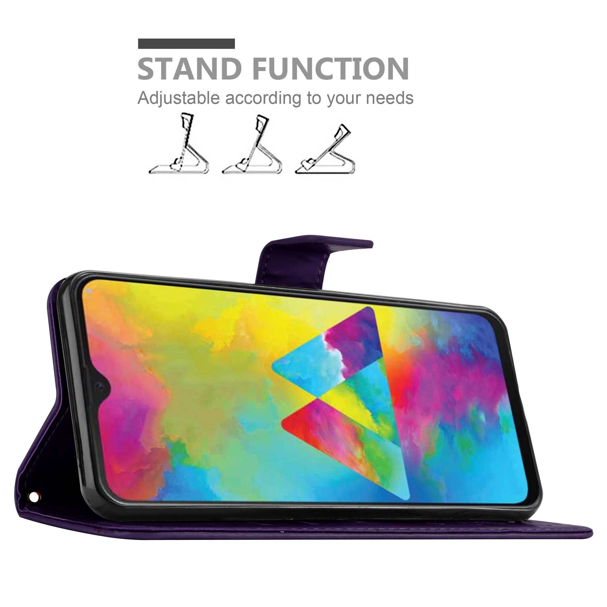 Cadorabo Hülle für Samsung Galaxy M21 / M30s Schutz Hülle in Lila Schutzhülle Handy Hülle Etui Case Blumen Flower