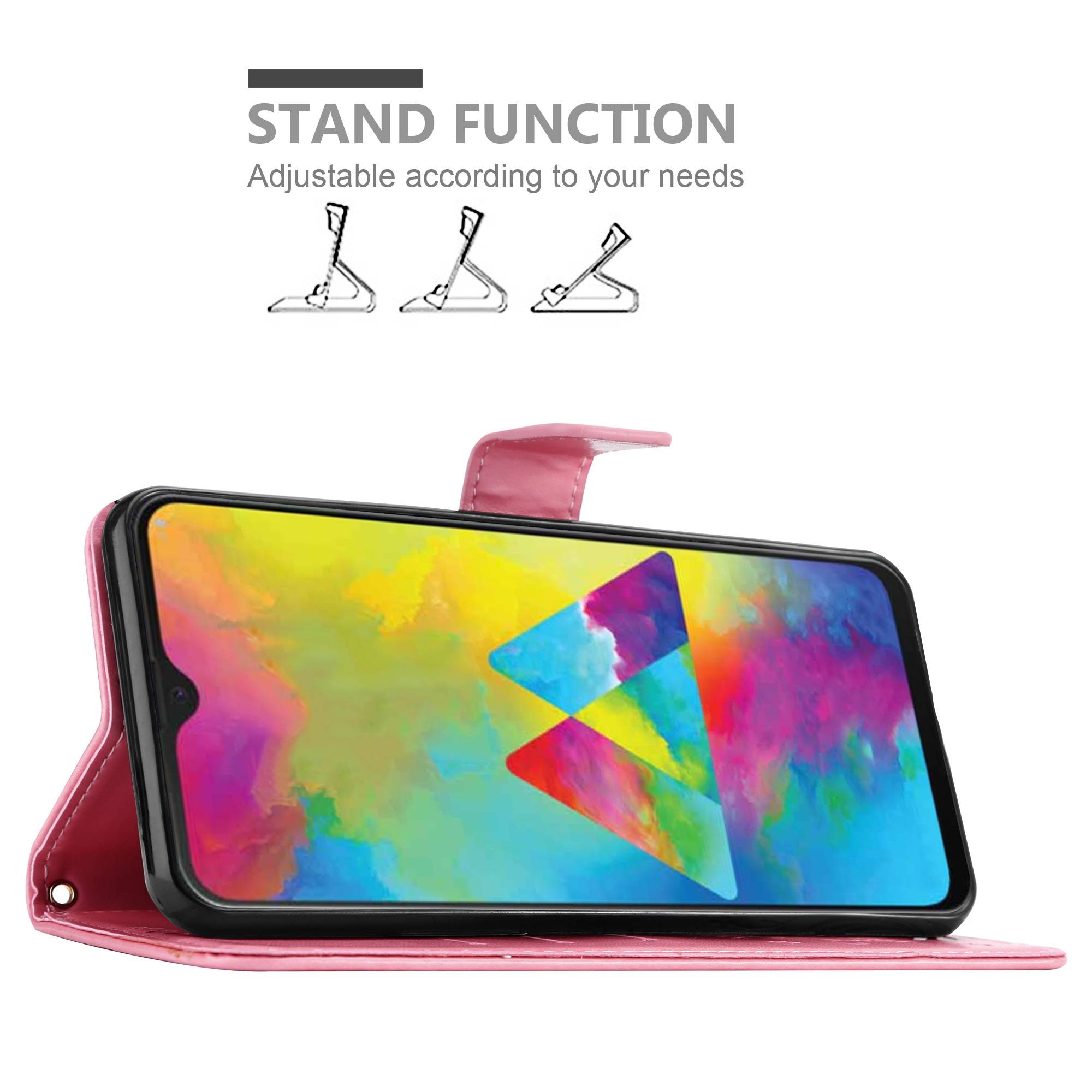 Cadorabo Hülle für Samsung Galaxy M21 / M30s Schutz Hülle in Rosa Schutzhülle Handy Hülle Etui Case Blumen Flower