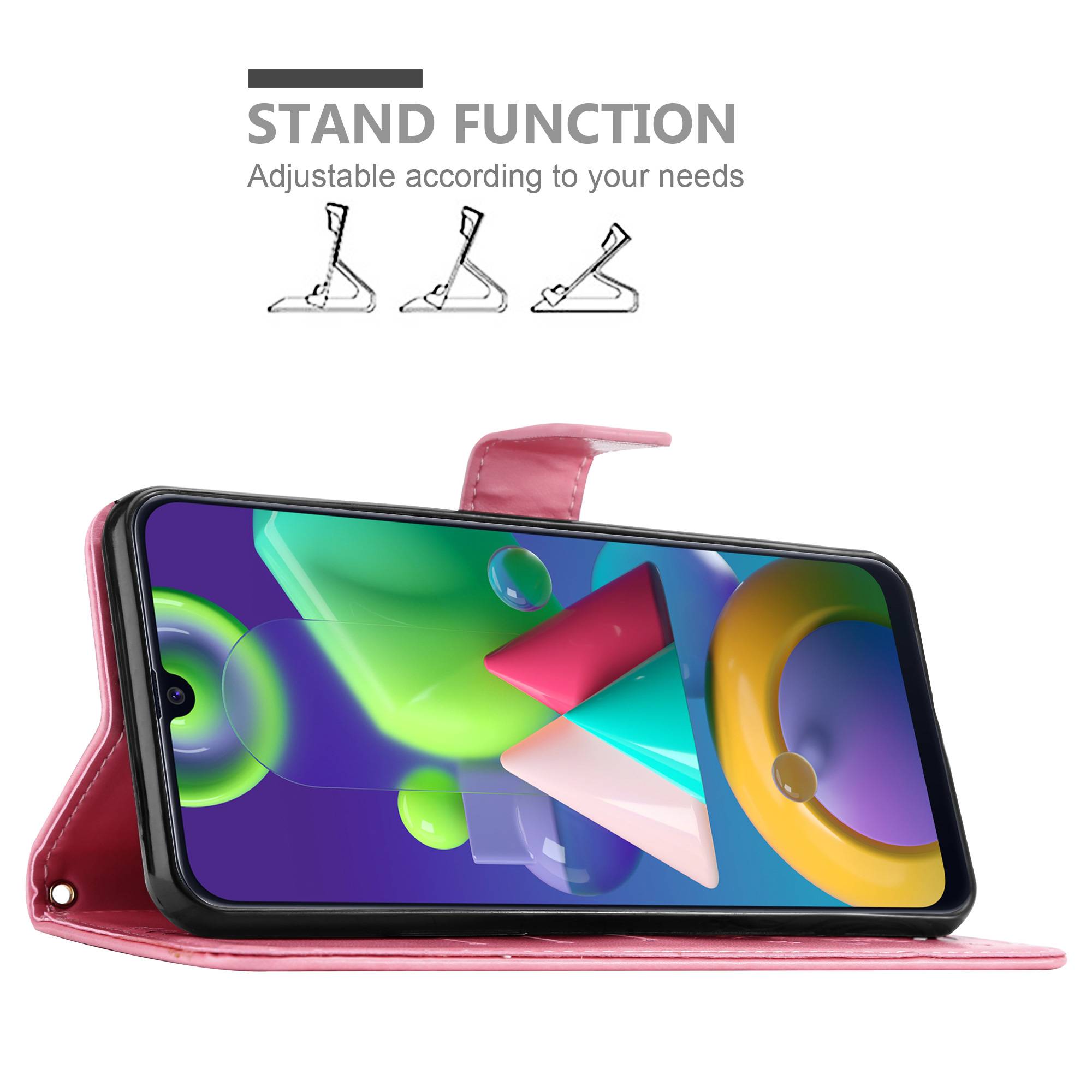 Cadorabo Hülle für Samsung Galaxy M31 Schutz Hülle in Rosa Schutzhülle Handy Hülle Etui Case Blumen Flower