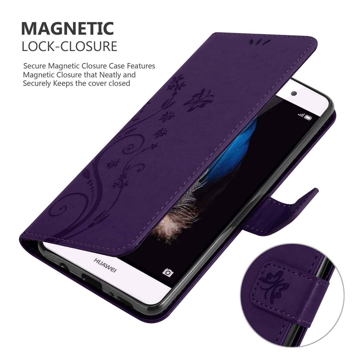 Cadorabo Hülle für Huawei P8 LITE 2015 Schutz Hülle in Lila Schutzhülle Handy Hülle Etui Case Blumen Flower