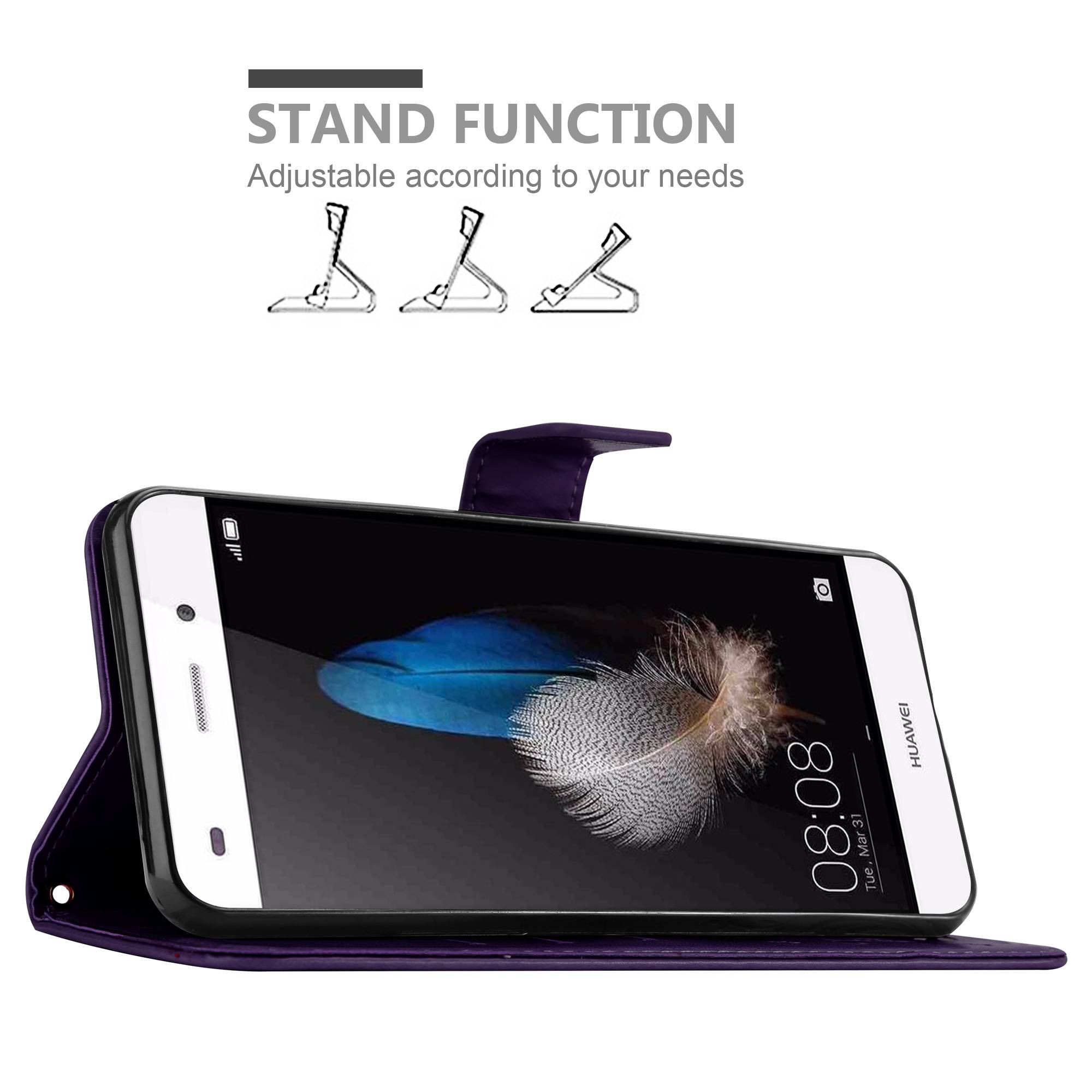 Cadorabo Hülle für Huawei P8 LITE 2015 Schutz Hülle in Lila Schutzhülle Handy Hülle Etui Case Blumen Flower